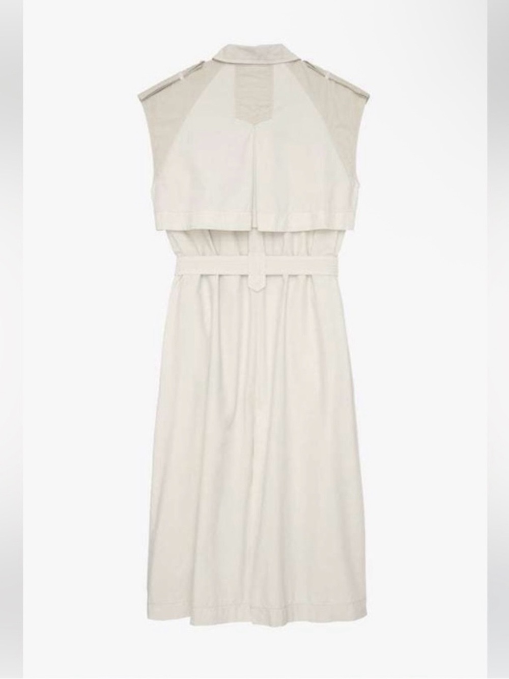 Zara SRPLS DRSS PLN 10 Cream Sleeveless Midi Utility Dress with Belt - Picture 5 of 7